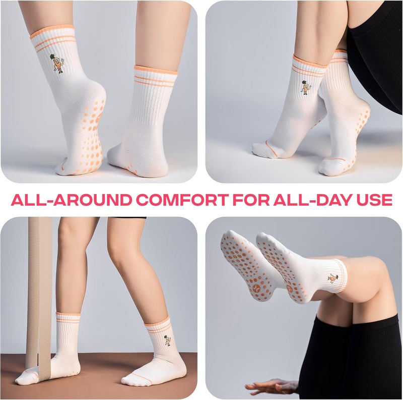 CoolMate Store Pilates Socks with Grips for Women, Yoga Socks, Crew Non Slip Women for Barre, Pilates Gifts - Image 4